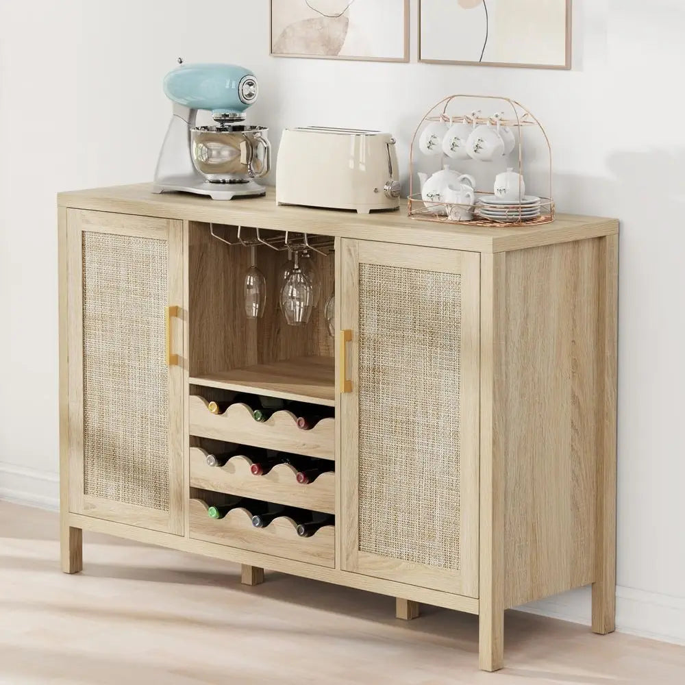 Rattan Wine Bar Cabinet