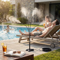 Outdoor Standing Misting System With 4 Adjustable Mist Heads, 29FT Hose, Built-In Switch, Connectable Patio Cooler BBQ Pool Lawn