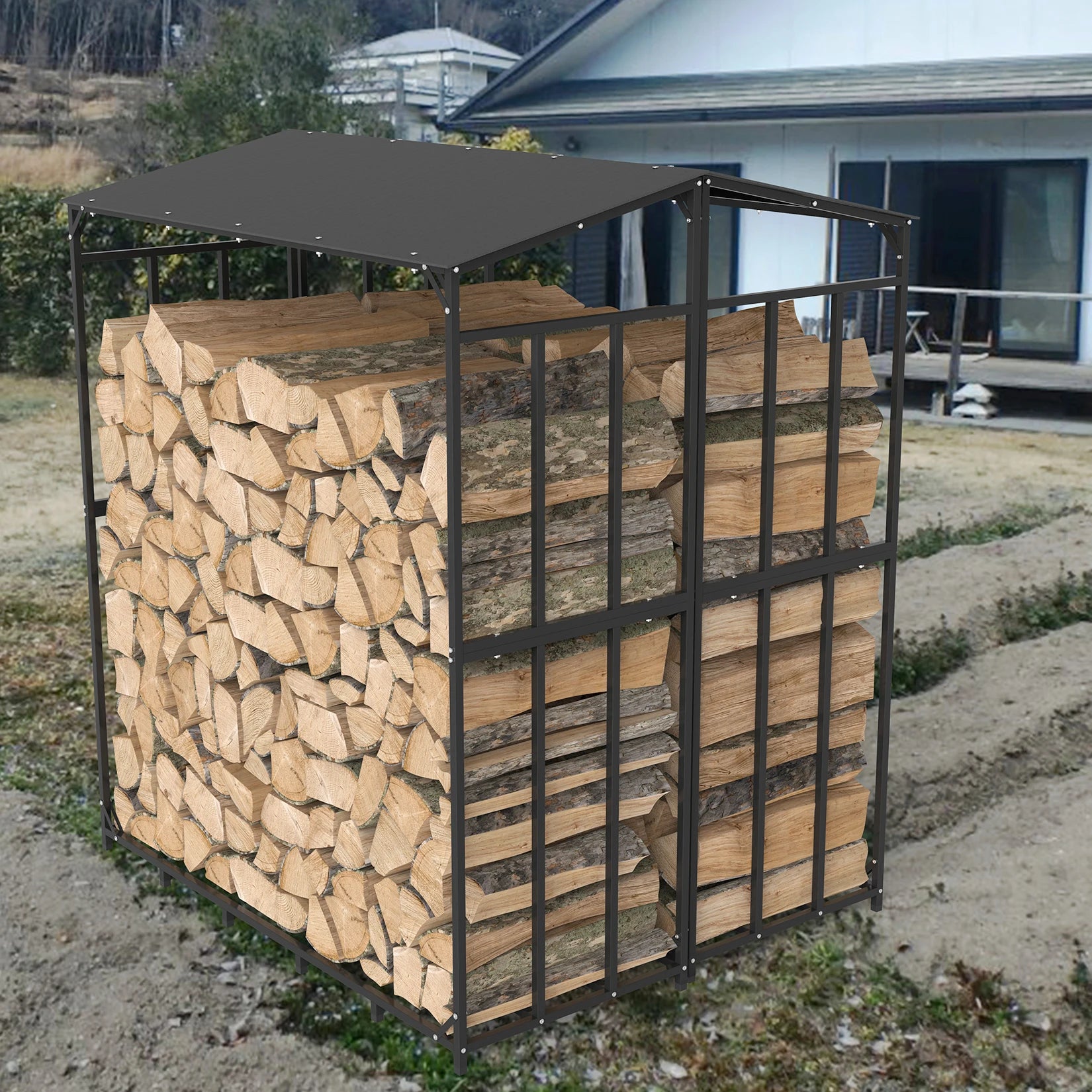 Heavy Duty Metal Firewood Rack