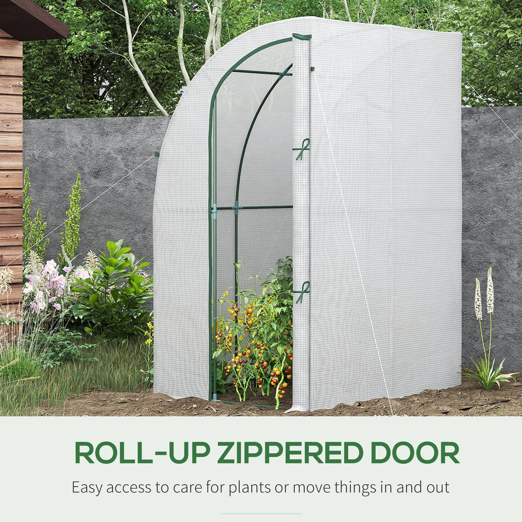 5' x 4' x 7' Outdoor Walk-in Lean-to Greenhouse Nursery, PE Cover, Door, White