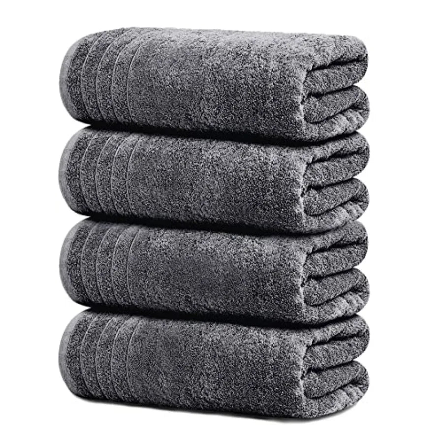 Pack of 4 Extra Large Bath Towels 30 x 60 Inch, 100% Cotton