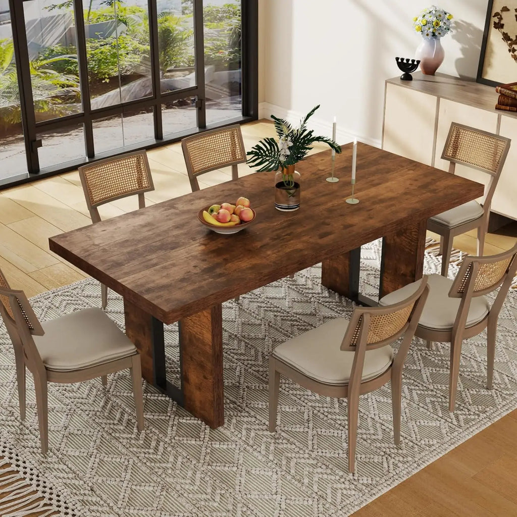 71" Rustic Dining Table Seats 6-8 Heavy Duty Legs Dining Room Retro