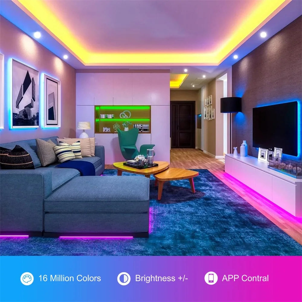GREATWALL WIFI 100 foot LED strip, music synchronous color change, room, home, party decoration APP controller