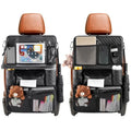 Car Backseat Organizers - with Foldable Tray - PU Leather Back Seat Car Organizers with Storage Pockets, Tablet Holders