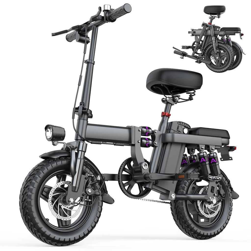 E Bike 30+MPH  Folding  30 Miles Max Range 14" Fat Tire