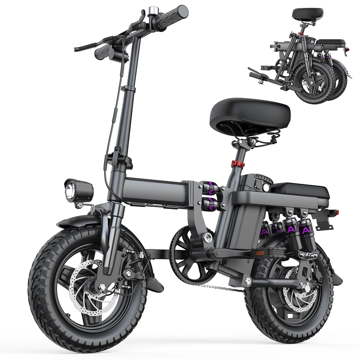 E Bike 30+MPH  Folding  30 Miles Max Range 14" Fat Tire