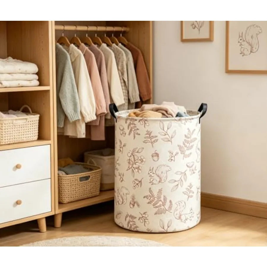 Baby Laundry Hamper kids laundry Basket Waterproof Storage Bin for Bedroom Clothes Organizer Basket Woodland Room Décor