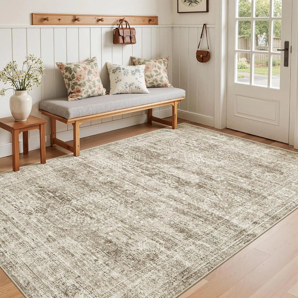 Area Carpet for Bedroom, Modern Short Pile Washable Non-Slip Rug for Living Room, Decor