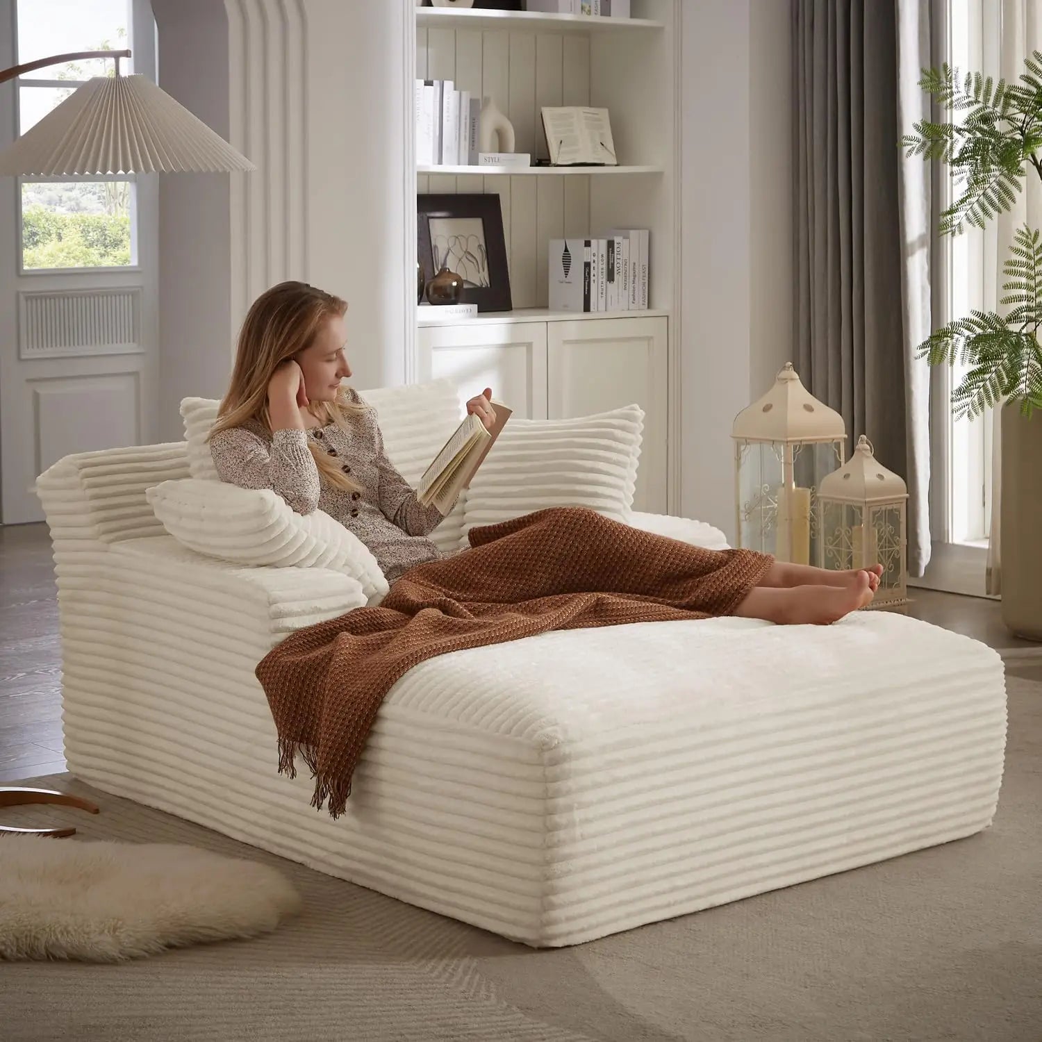 67 Inch Corduroy Upholstered Boneless Sofa Bed, Deep Seat Sleeper Couch Reading