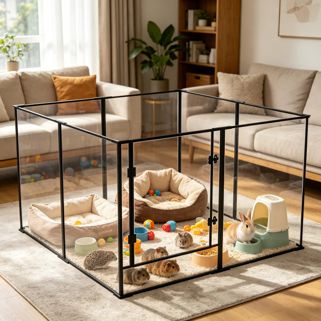 8 Panels Clear Acrylic Dog Playpen