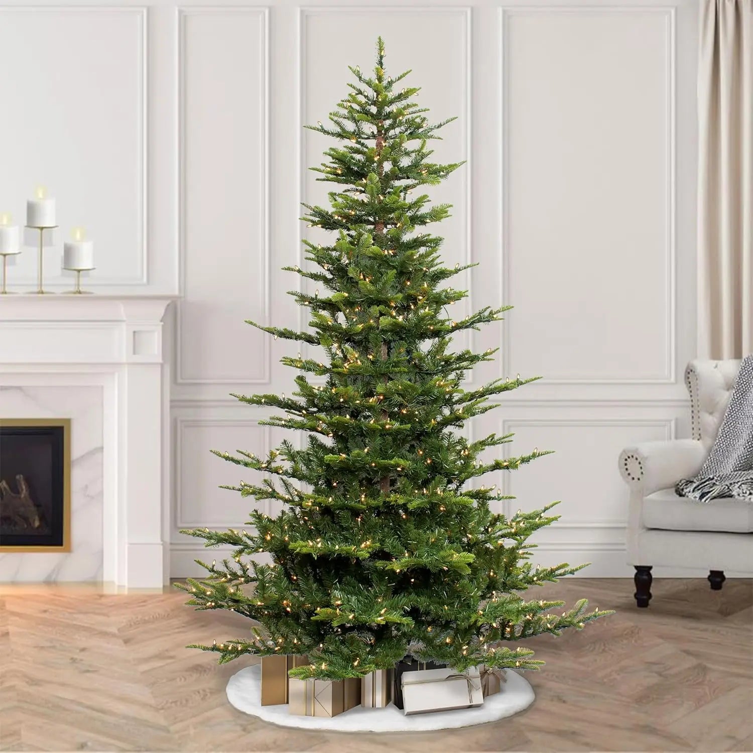 6.5 Foot Pre-Lit Aspen Fir Artificial Christmas Tree with 500 UL Listed Clear Lights, Green