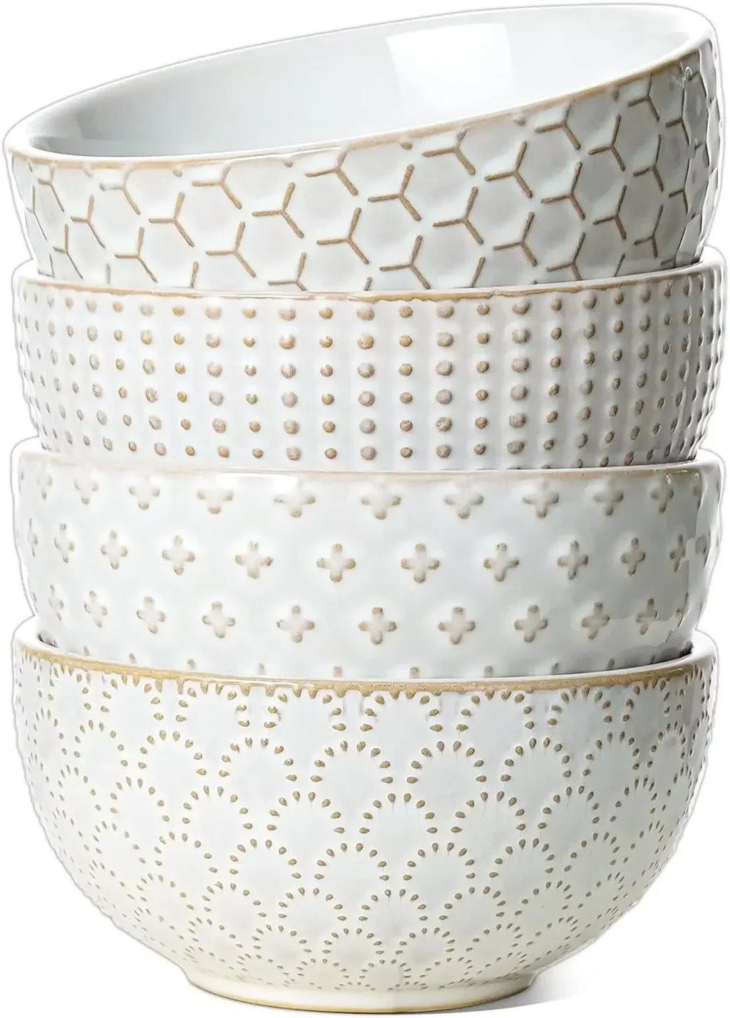 26 oz, Ceramic Bowl s 6 Inch, Set of 4, Arctic white