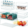 8 Pack Reusable Organizer Bins Ridge Organizers Storage Stackable Refrigerator Organizers Bins with Side Handles Clear Storage B