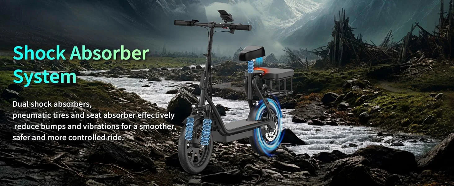 Electric Scooter for Adults, 14" Tires, 22Mph Max Speed, 500W Motor, 28 Miles Max Range, Folding E-Scooter with Dual Suspension