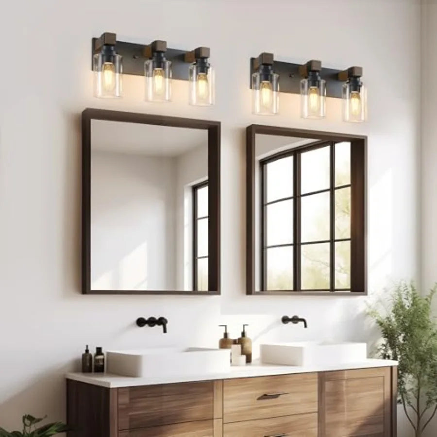 Rustic Wood Vanity Lights for Bathroom