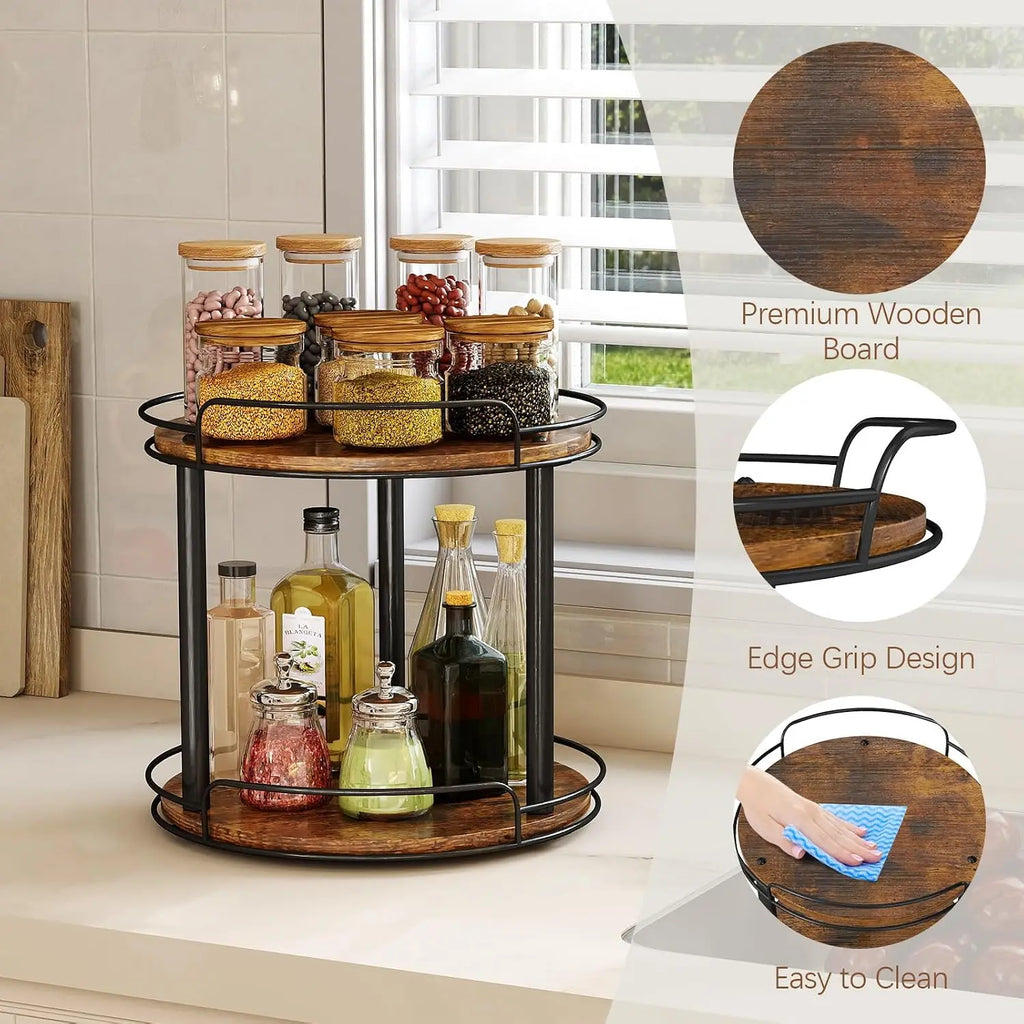 10'' Wood Lazy Susan Turntable Organizer for Cabinet