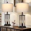 Industrial End Table Lamp for Living Room, Rustic Bedside Lamps Set Of 2