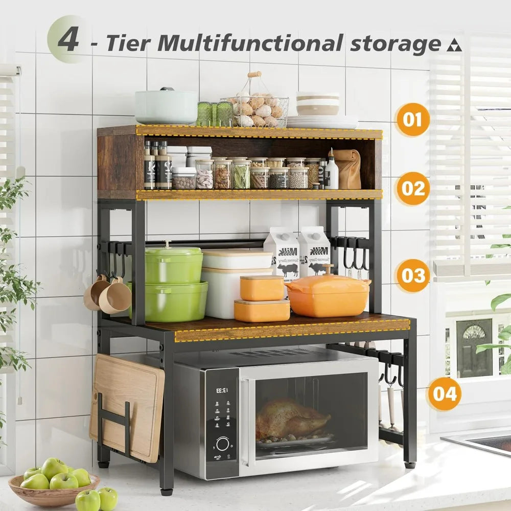 4-Tier Microwave Stand Brown 205LB