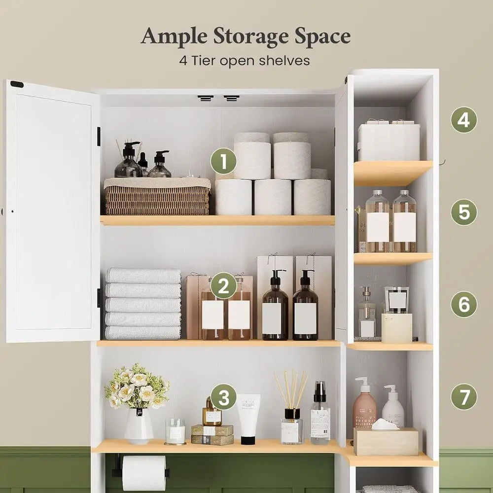 7-Tier L-Shaped Over the Toilet Storage Cabinet