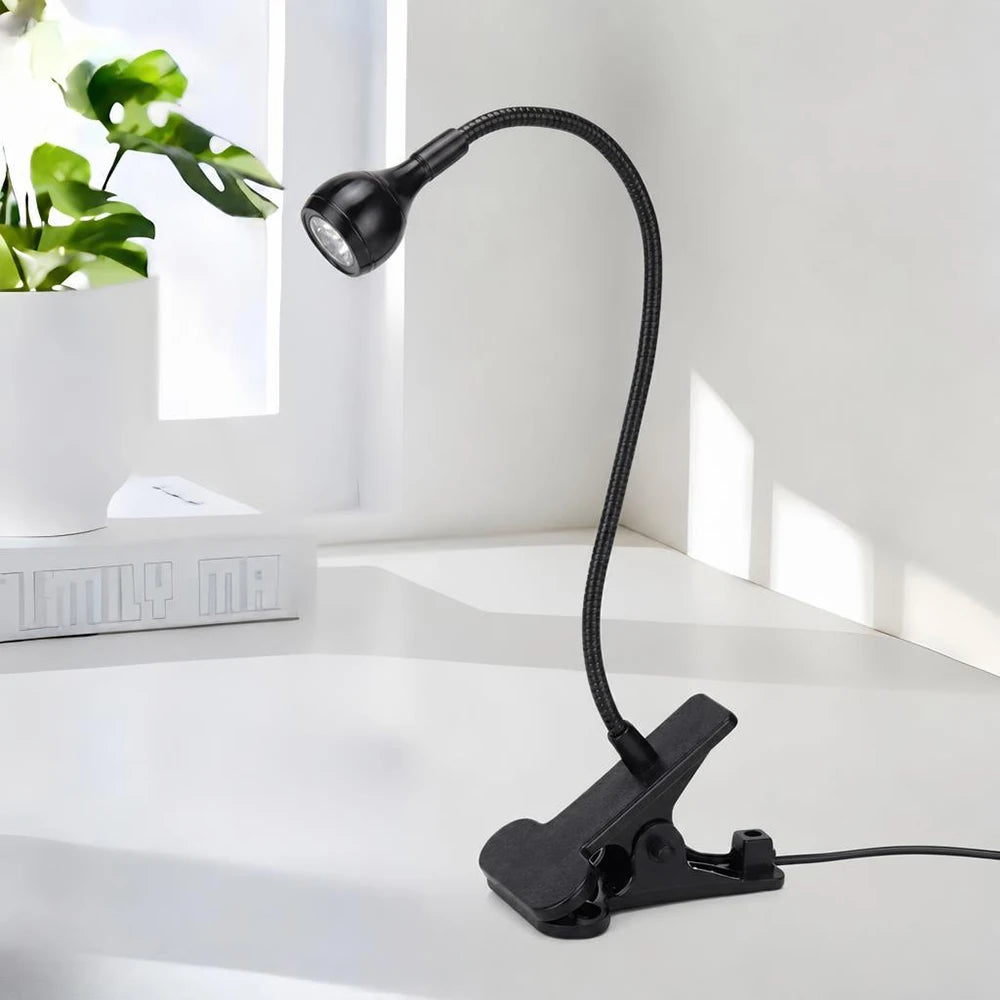 Flexible Gooseneck Desk Lamp with Clip for Laptop Bed Headboard Study Work Light