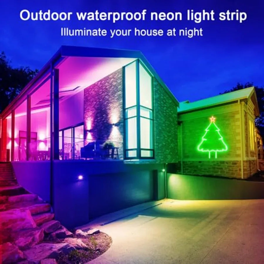 50Ft Led neon Rope Lights Music Sync Waterproof Flexible