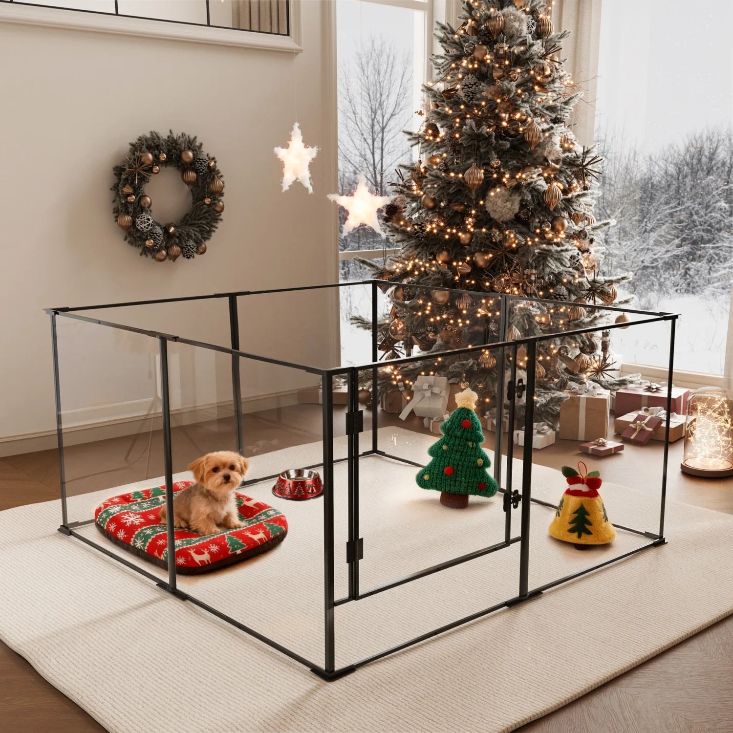 8 Panels Clear Acrylic Dog Playpen
