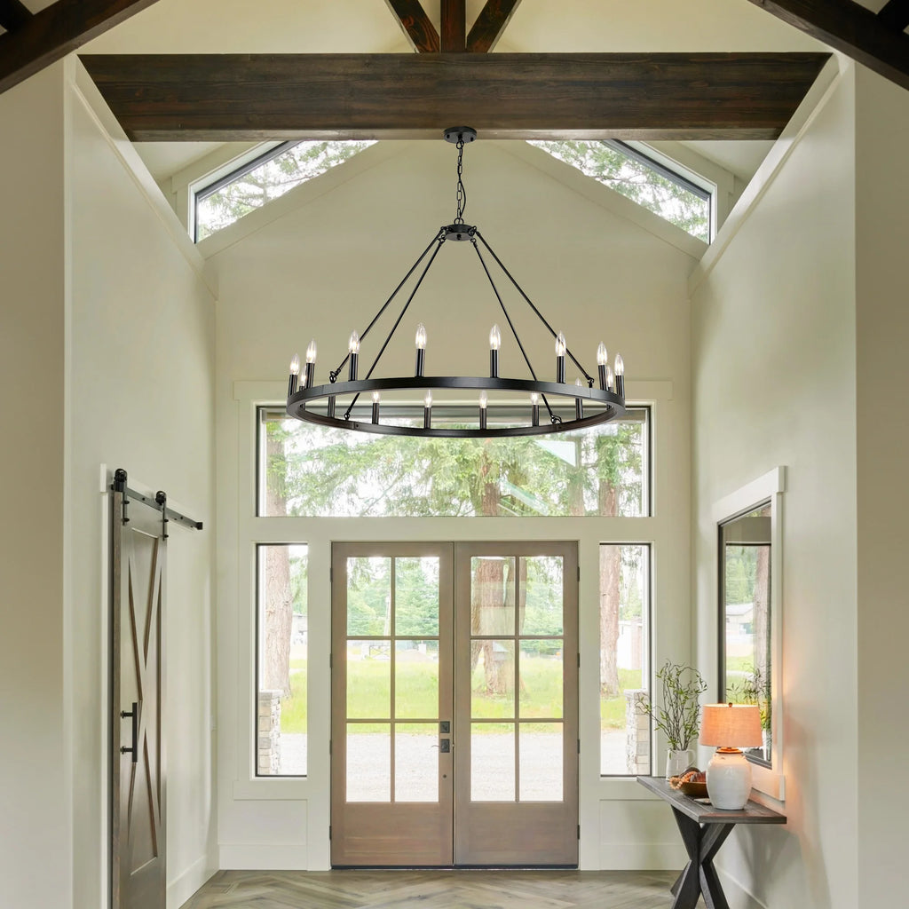 16-Light Wagon Wheel Chandelier Round Matte 43 inch