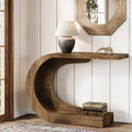 43.3" Mid-Century Modern Console Table for Entryway, Wood C-Shaped Hallway Entry Accent Table
