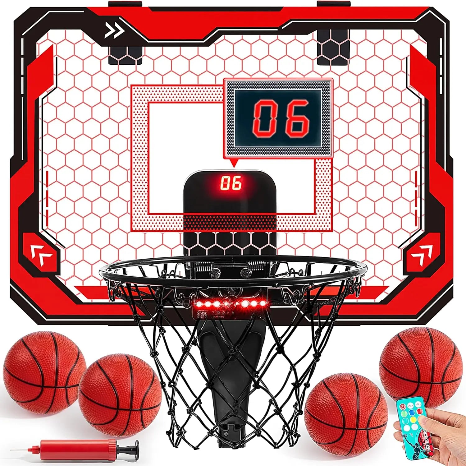 Over The Door Basket Ball Hoop for Kids Toys Birthday Gifts with Scoreboard & 4 Balls
