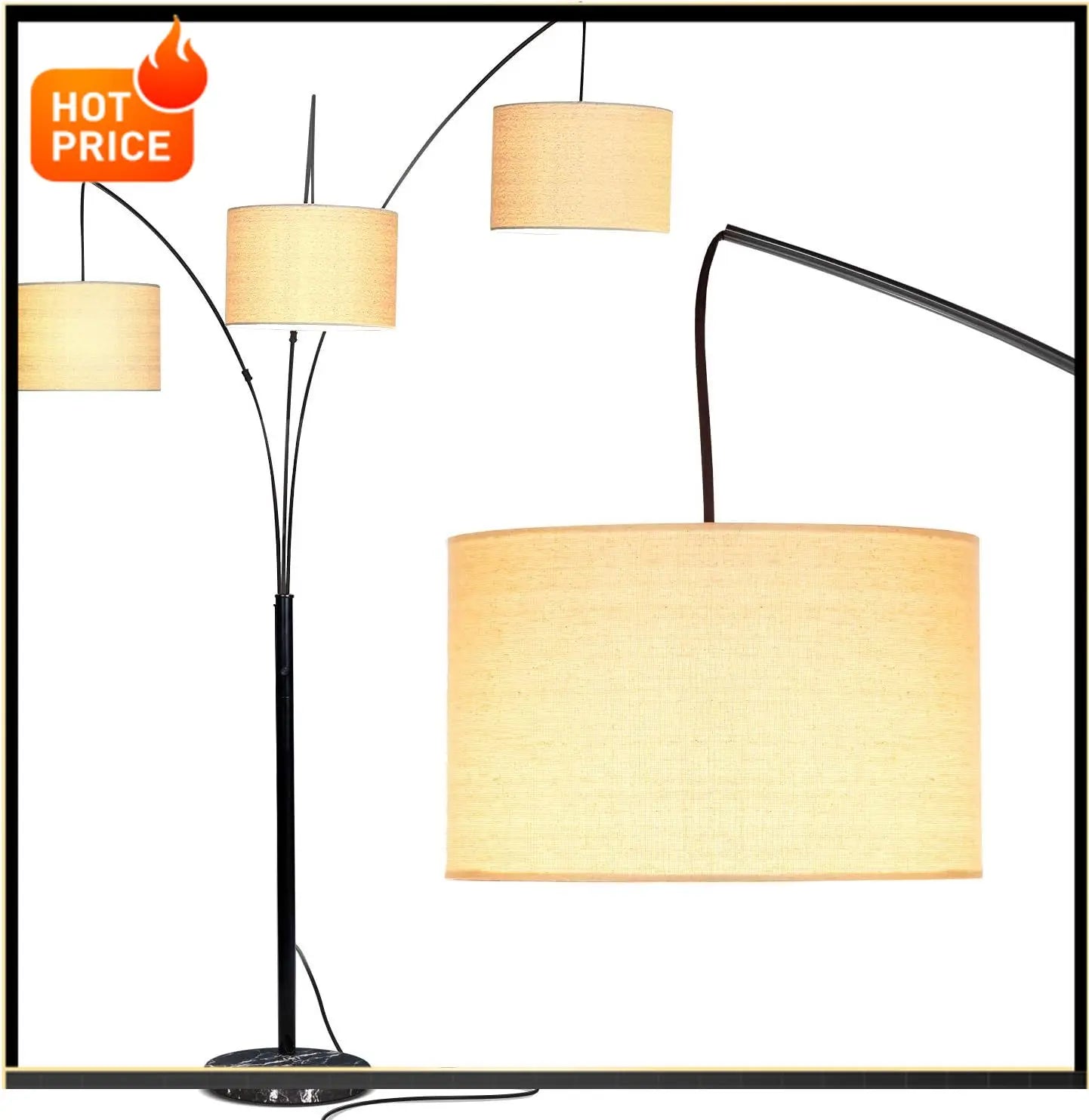 BestsellerBrightech Trilage Arc Floor Lamp for Living Room, Multi Head Tree Floor Lamp for Bedroom, 3 Lights Standing Lamps Hang