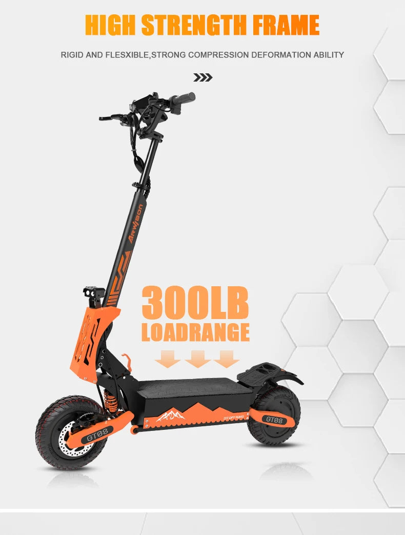 Adult Electric Scooter 5600W Motor Top Speed 46MPH, 60V27AH, 11 Inch Off-Road Tires Sport Commuter Folding E Scooter