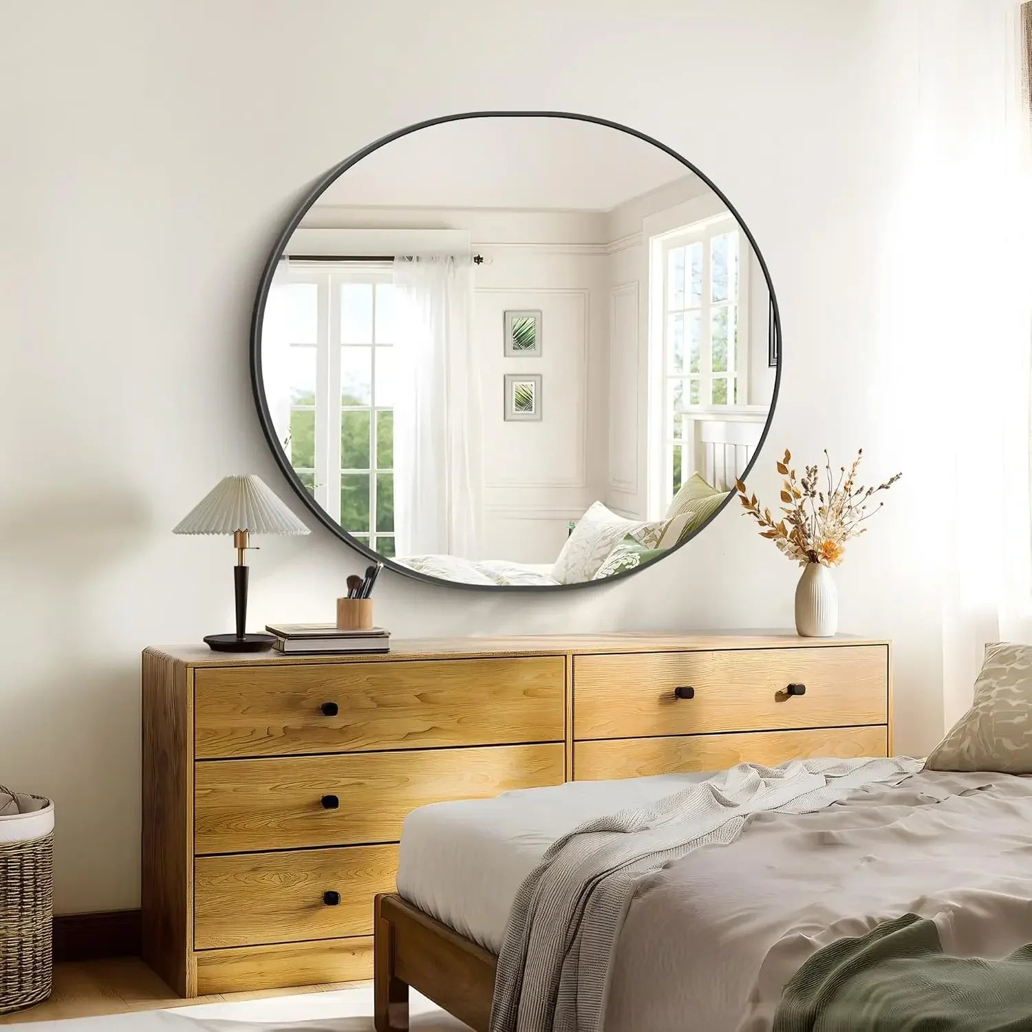 36x40 Inch Black Oval Mirror
