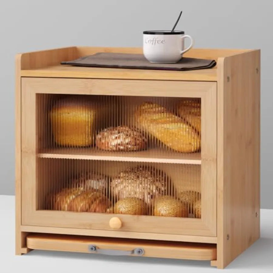 Bamboo Bread Box for Kitchen Countertop,