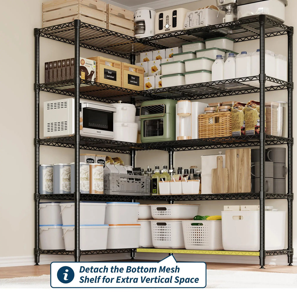 5-Tier Heavy Duty Wire Rack Shelving Unit for Garage Kitchen Storage, 15.7"D x 71"W x 70.5"H Adjustable Shelf for Basement & Pantry Room