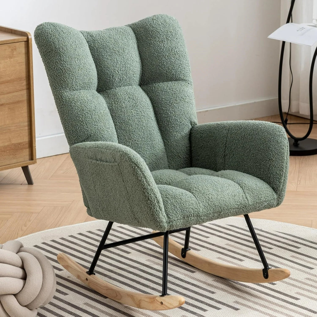Modern Upholstered Nursery Rocking Chairs, with Side Pocket