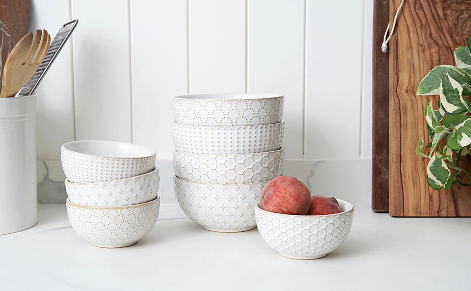 26 oz, Ceramic Bowl s 6 Inch, Set of 4, Arctic white
