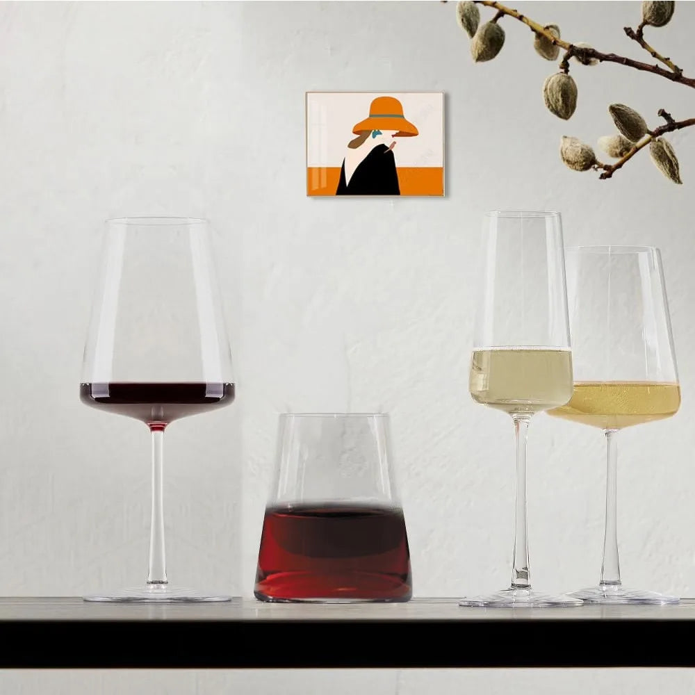Set of 4 Clear Flared Stemless Wine Glasses 17 oz