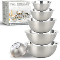 6-Piece Stainless Steel Mixing Bowl Set with Non-Slip Bottoms, Silver