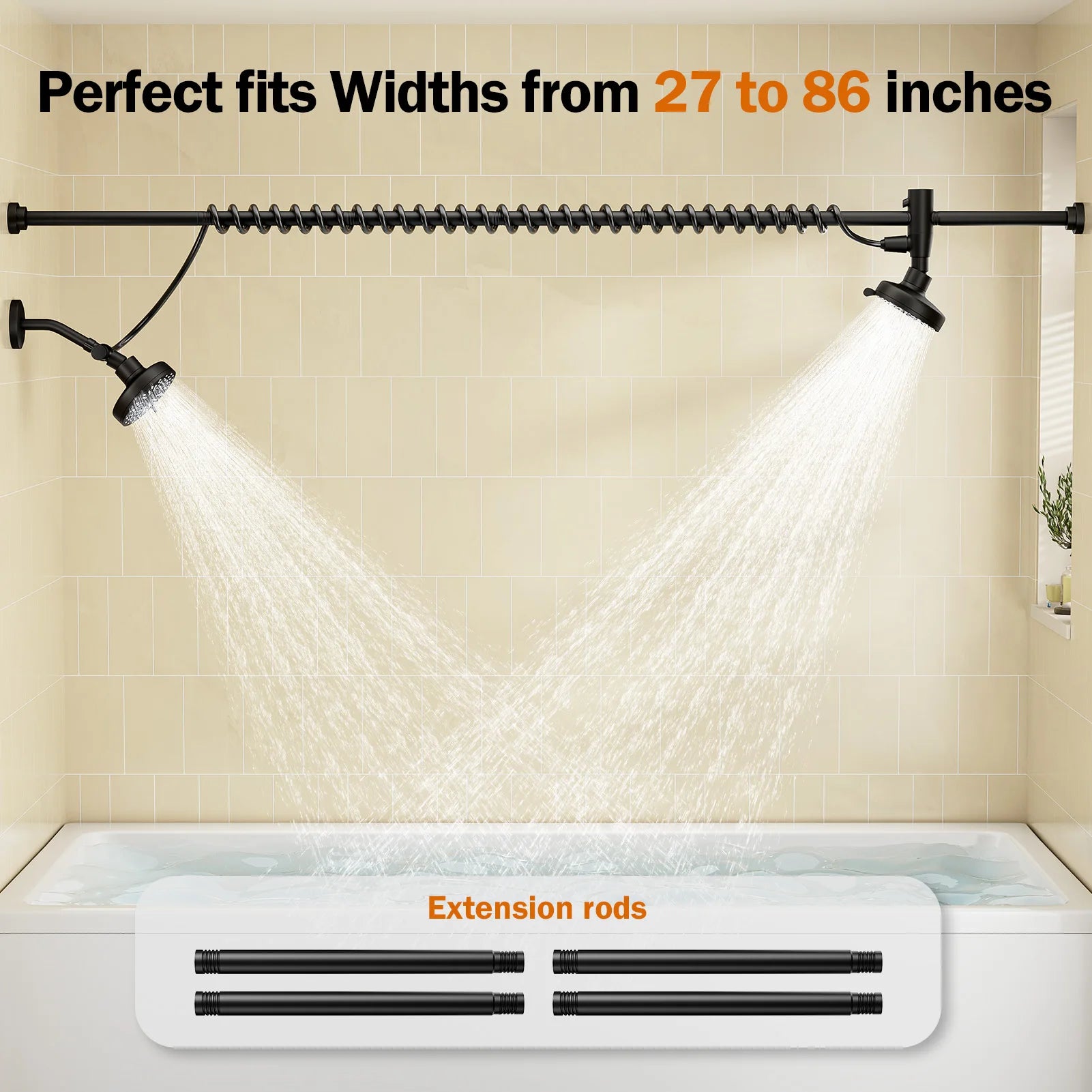 Tandem Shower Head For Couples, Dual Shower Head with Original Adjustable Slider