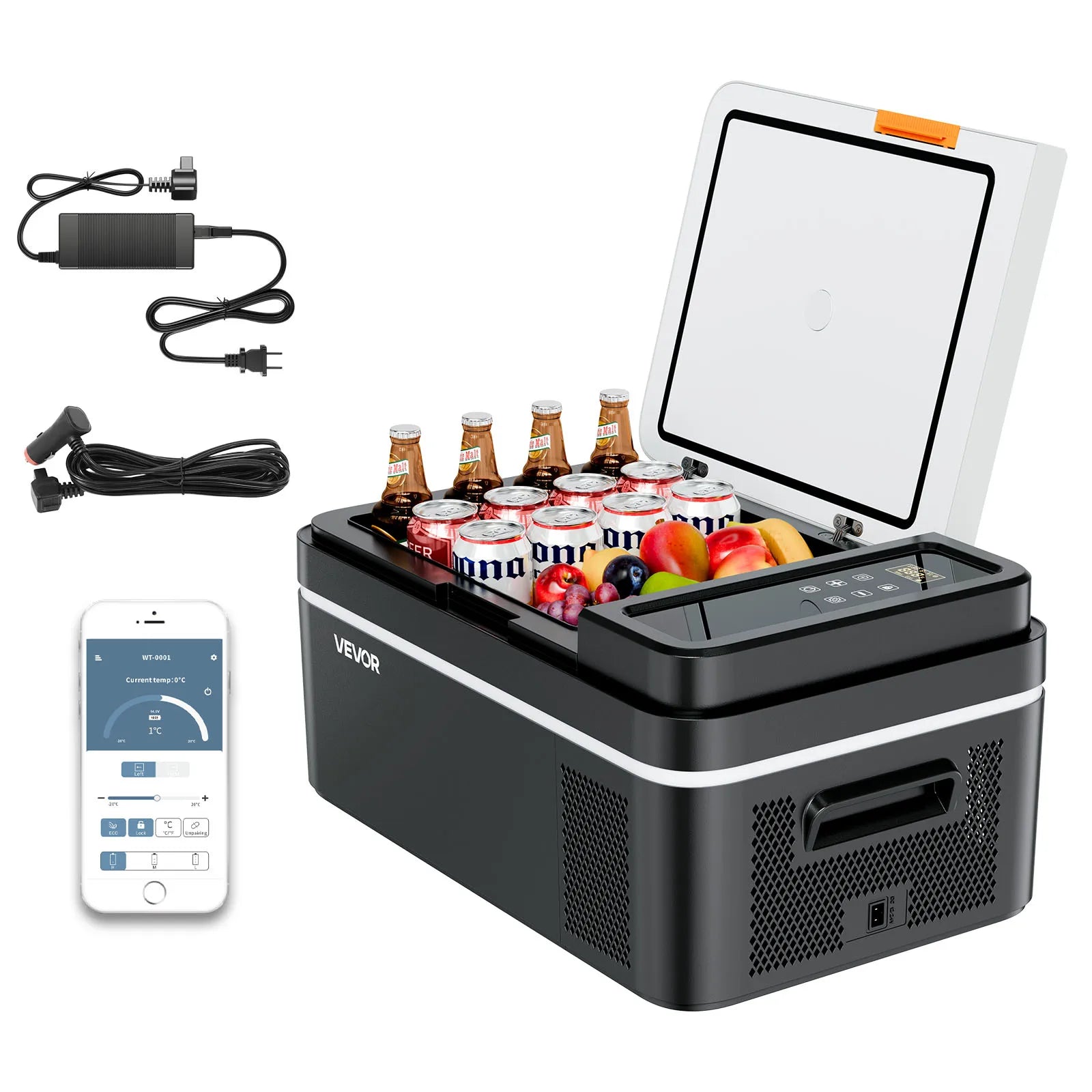 20L Portable Refrigerator Freezer Electric Compressor Car Cooler with 12/24v DC & 110-240v AC for Kitchen and Bar