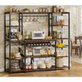 Large Bakers Rack with Power Outlet, 62.4in Wide Kitchen Microwave Stand with Storage Shelves, 5-Tier Coffee Bar, Customized