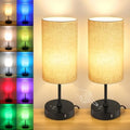 Table Lamp Set of 2,  Color Changing, Stepless Dimmable Small Bedside Lamp for Reading, Ambience