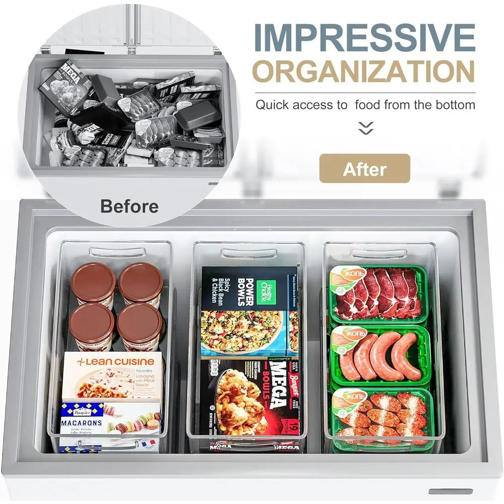 8 Pack Reusable Organizer Bins Ridge Organizers Storage Stackable Refrigerator Organizers Bins with Side Handles Clear Storage B