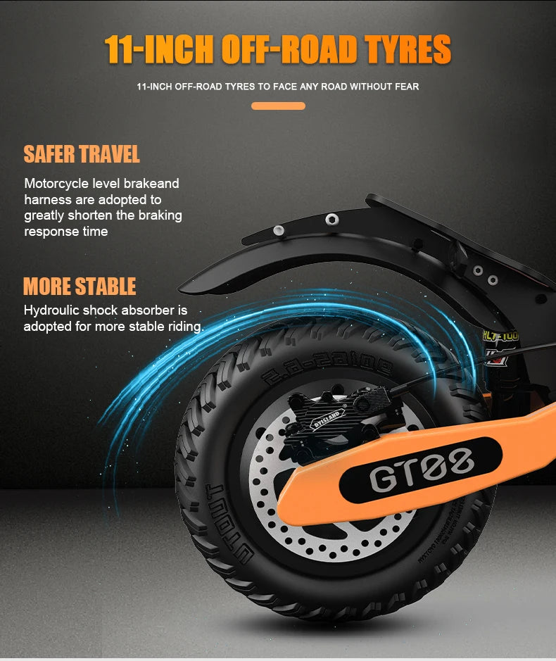 Adult Electric Scooter 5600W Motor Top Speed 46MPH, 60V27AH, 11 Inch Off-Road Tires Sport Commuter Folding E Scooter