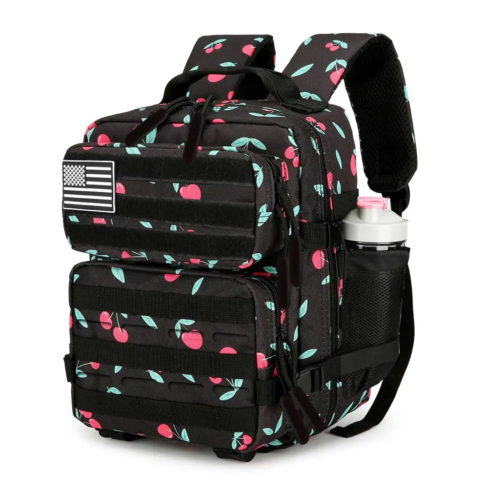 9L Cherry Print Tactical Backpack For Adults Hiking Fitness Small Utility Bag