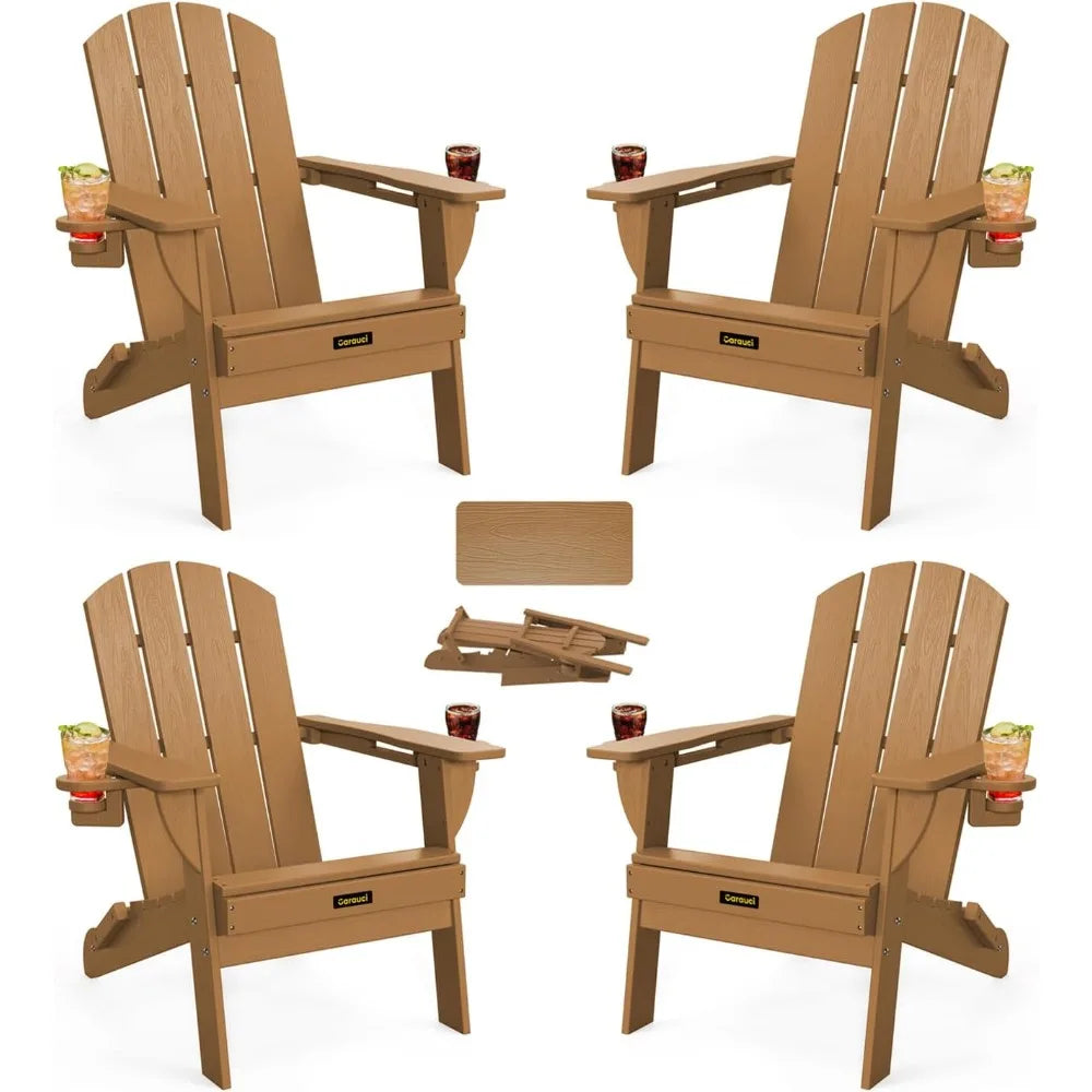 wooden Folding Adirondack Chair Set of 4