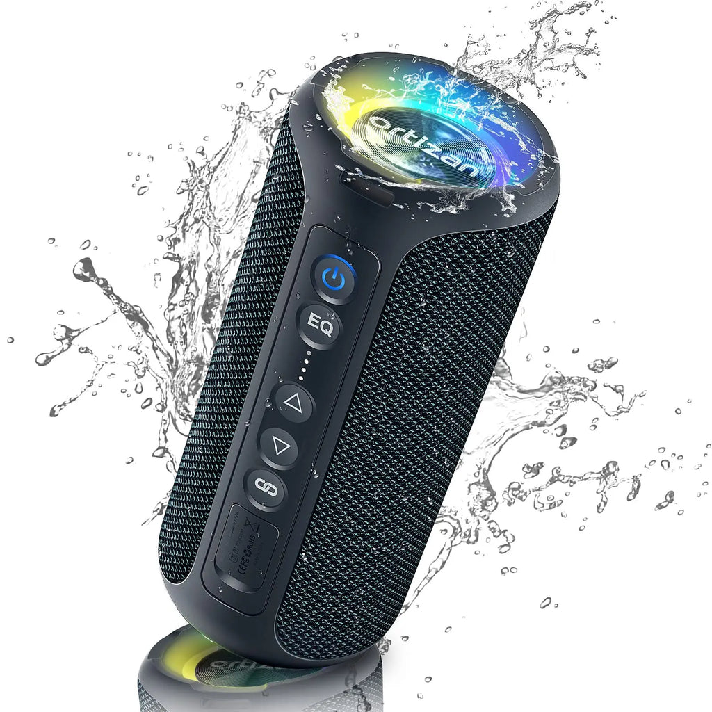 Waterproof, Portable Wireless Stereo Speaker, Dual Pairing, Deep Bass, LED Light