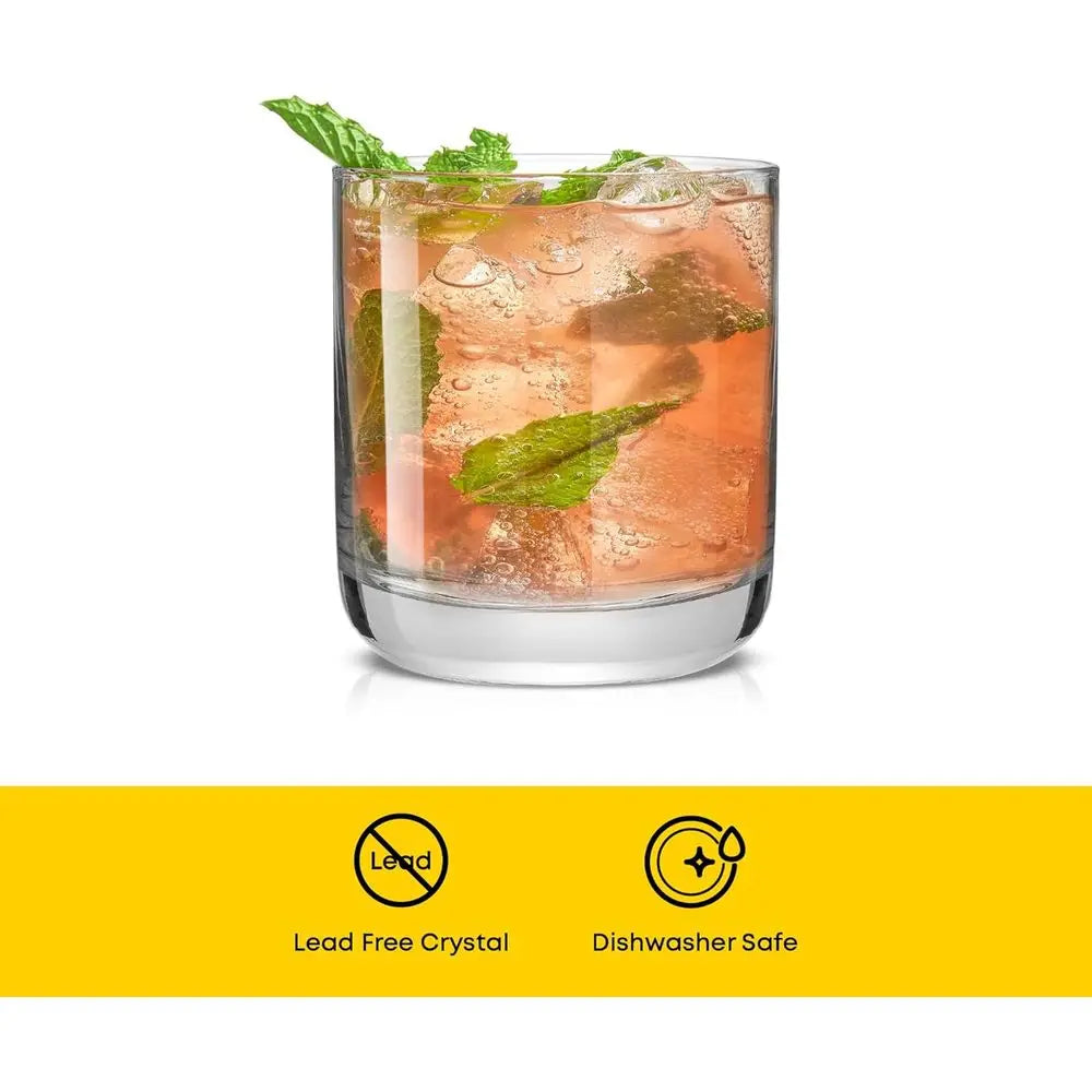 Set of 6, 10oz Lowball Glasses, Short Tumblers, Ideal for Whiskey, Scotch, Bourbon, Dishwasher Safe