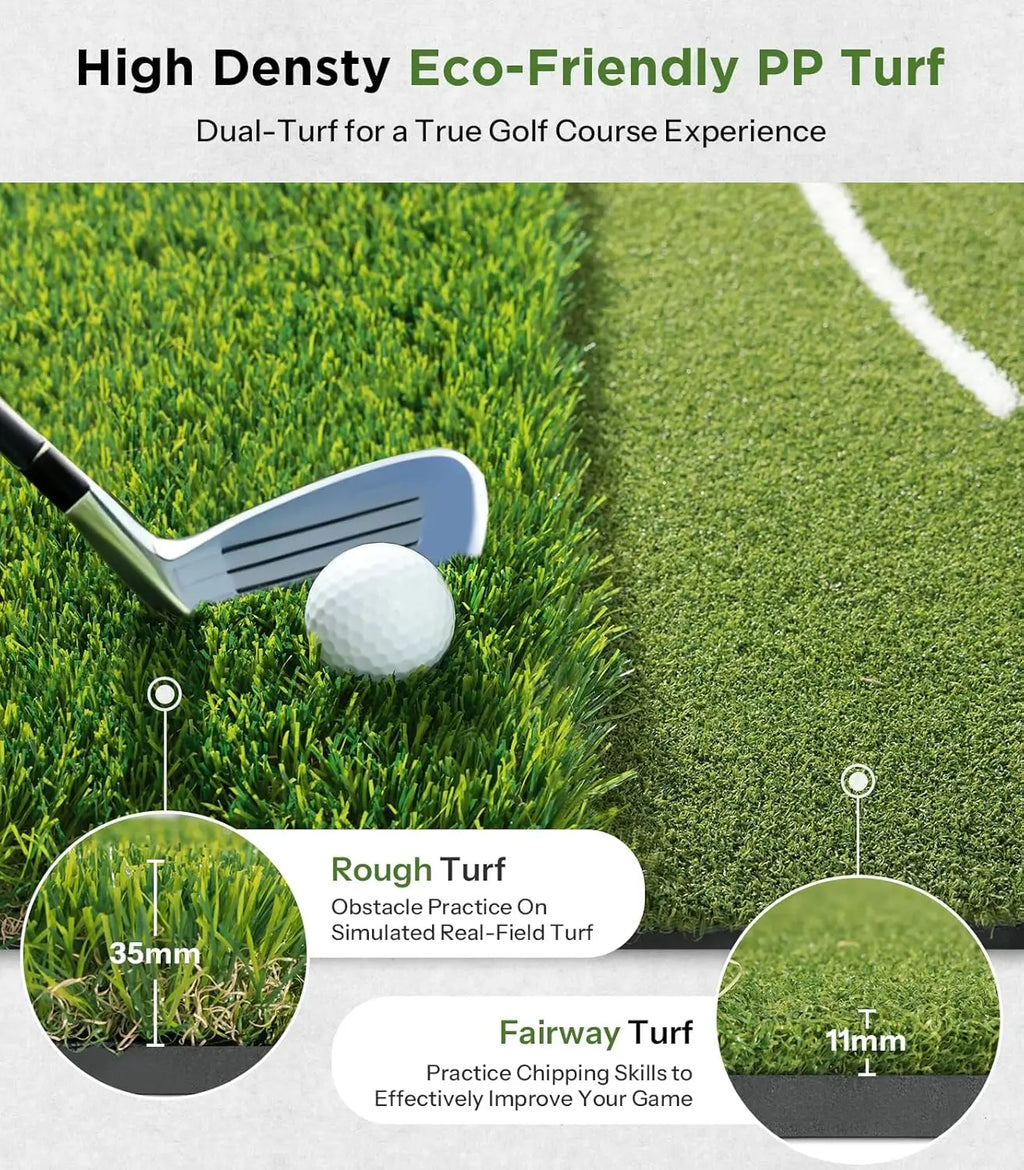 Hitting Mat with Standing Guide-Line & Swing Line, 5x4ft Thickened Green Turf