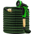 Non-Expandable Garden Hose with 10 Function Nozzles, Flexible, Lightweight, Kink-Free, Leak-Proof, Sturdy Water Hose